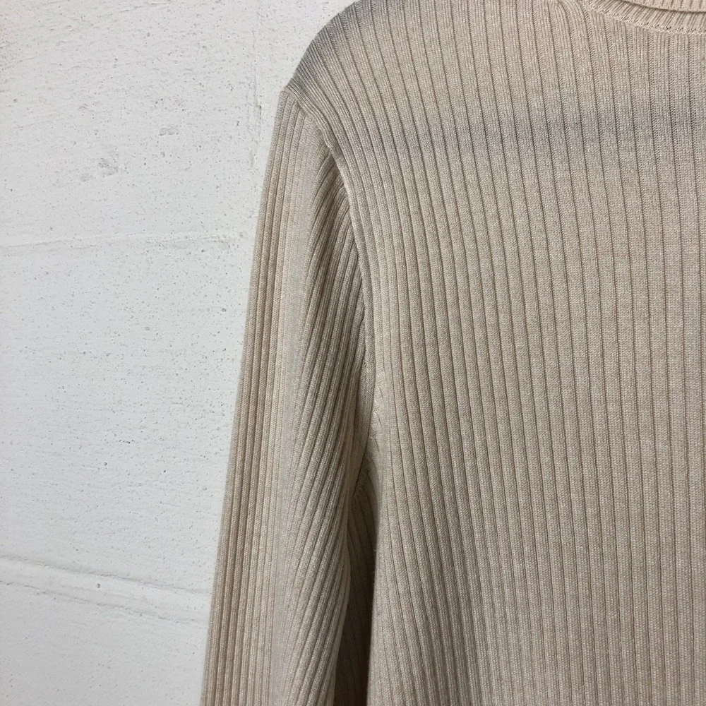 J. Crew Womens Ribbed Tencel Turtle Neck Sweater Size XL Ivory Classic Timeless‎